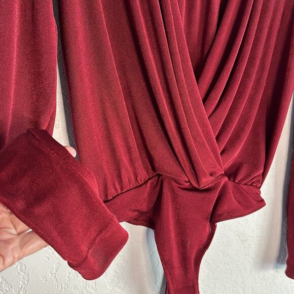 Intimately Free People Burgundy Red Fall Vampire Bodysuit Dark Goth Boho Indie - Picture 3 of 6